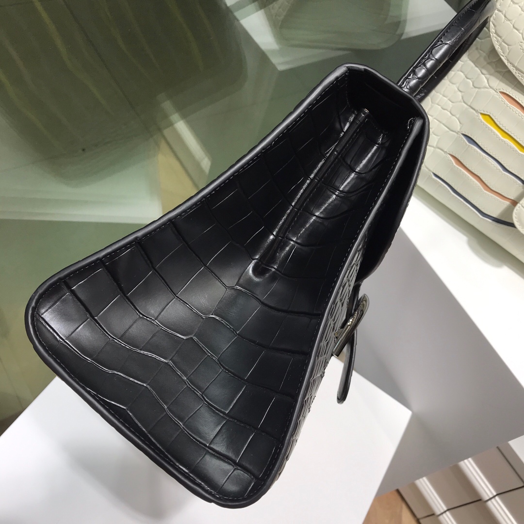 델보 브리앙 MM 크로커다일 토트백 블랙